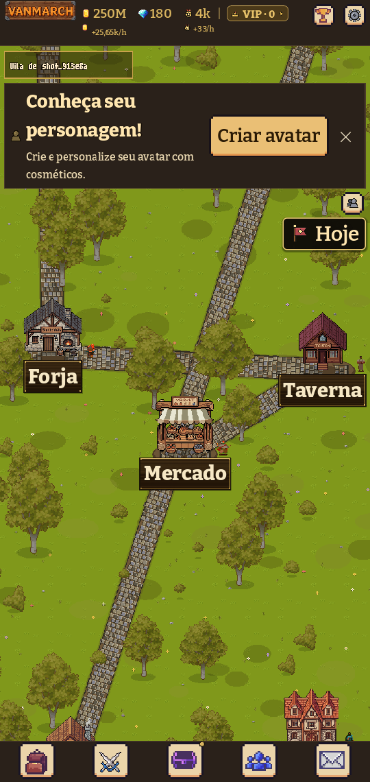 Cidade, a base do jogador em Vanmarch
